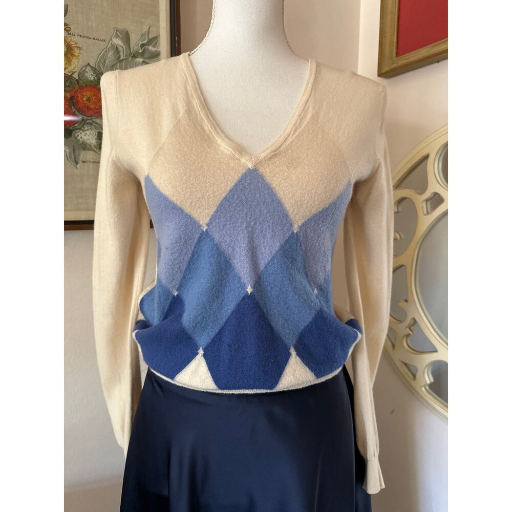 *Ballantyne Argyle Cashmere Sweater Size XS